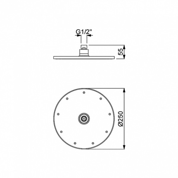 Tête de douche arrondie en acier inoxydable DPG2025 - chromée - Ø