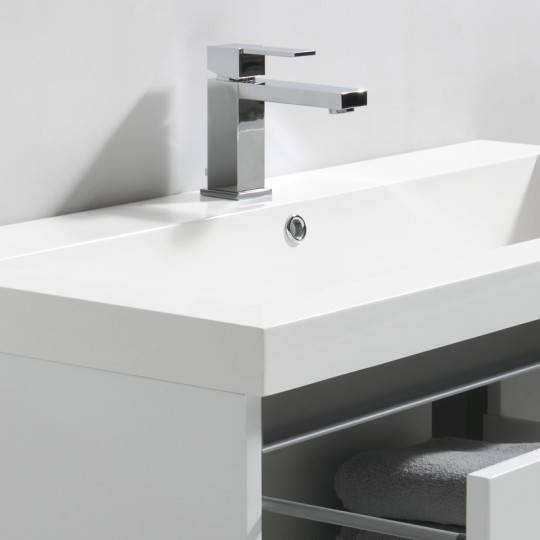 Vasque en marbre de synthèse blanc avec trop-plein
