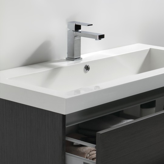 Vasque en marbre de synthèse blanc avec trop-plein