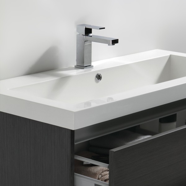 Vasque en marbre de synthèse blanc avec trop-plein