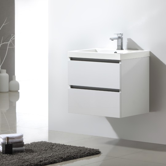 Meuble salle de bain 60 cm CITY blanc laqué