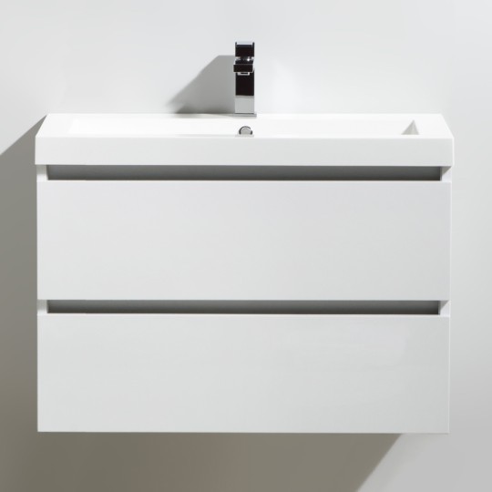 Meuble salle de bain 80 cm CITY blanc laqué