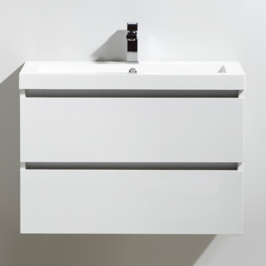 Meuble De Salle De Bain 80 Cm City Finition Blanc Laque