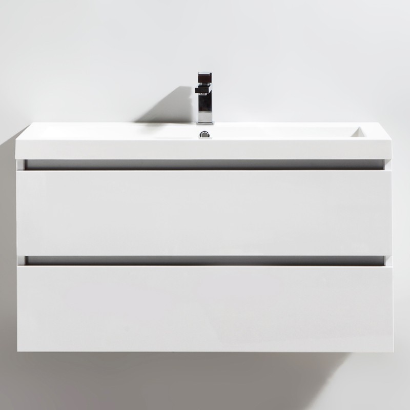 Meuble salle de bain 100 cm CITY blanc laqué Meuble salle de bain 100 cm CITY blanc laqué