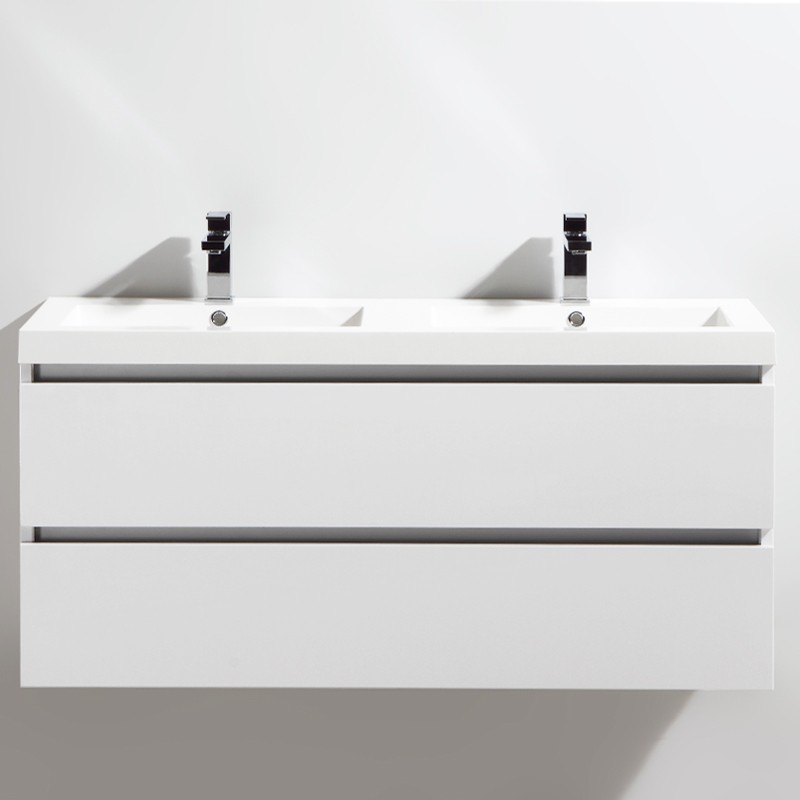 Meuble salle de bain double vasque 120 cm CITY blanc laqué Meuble salle de bain double vasque 120 cm CITY blanc laqué