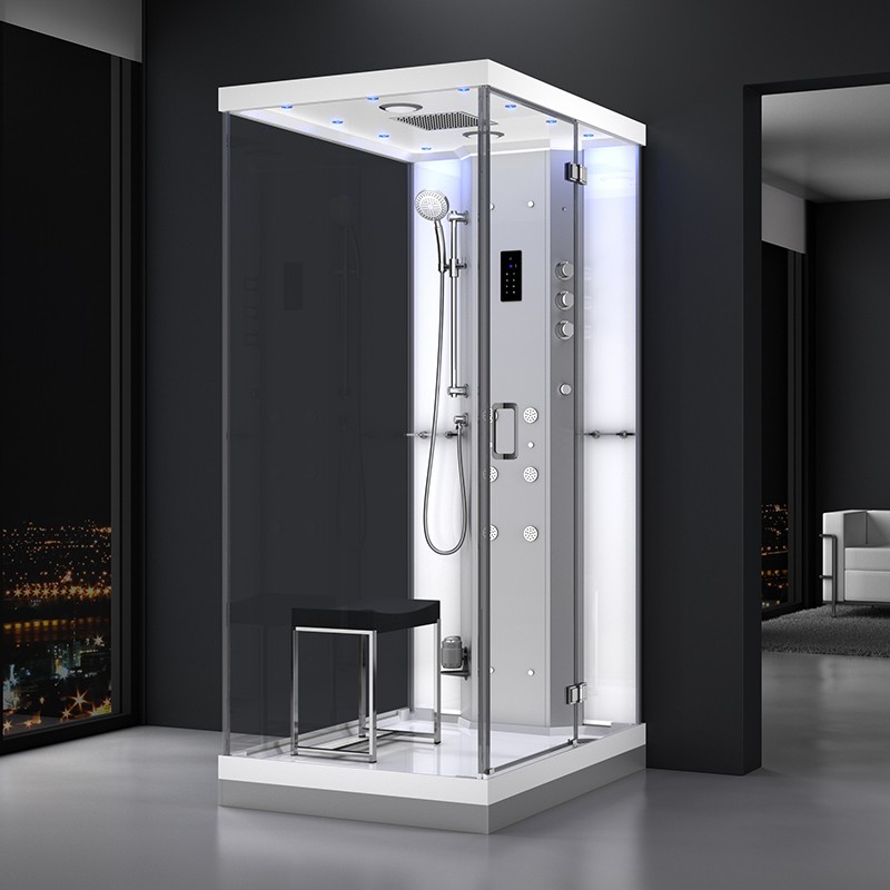 Cabine douche hammam URBAN 120x90cm (version droite) avec verres blancs sur 1 côté Cabine douche hammam URBAN 120x90cm (version droite) avec verres blancs sur 1 côté