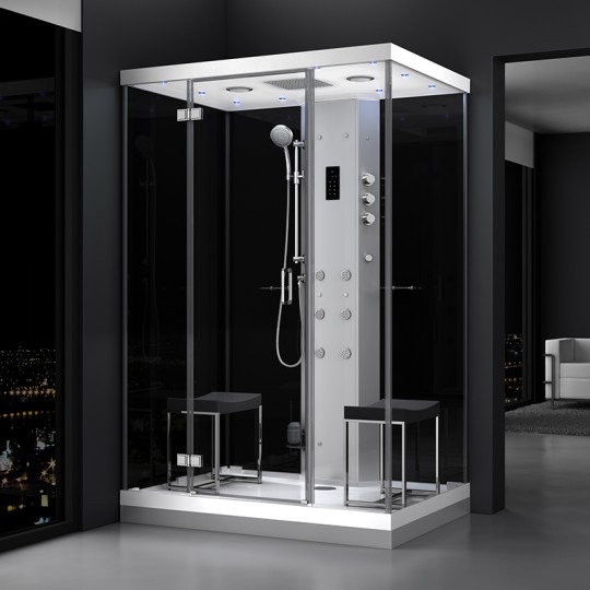 Cabine douche hammam URBAN 140x100 cm avec verres noirs sur 2 côtés