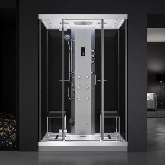 Cabine douche hammam URBAN 140x100 cm avec verres noirs sur 3 côtés