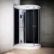 Cabine douche hammam SILVER asymétrique | Version gauche avec vitres noires