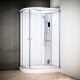 Cabine douche hammam SILVER asymétrique | Version droite avec vitres blanches