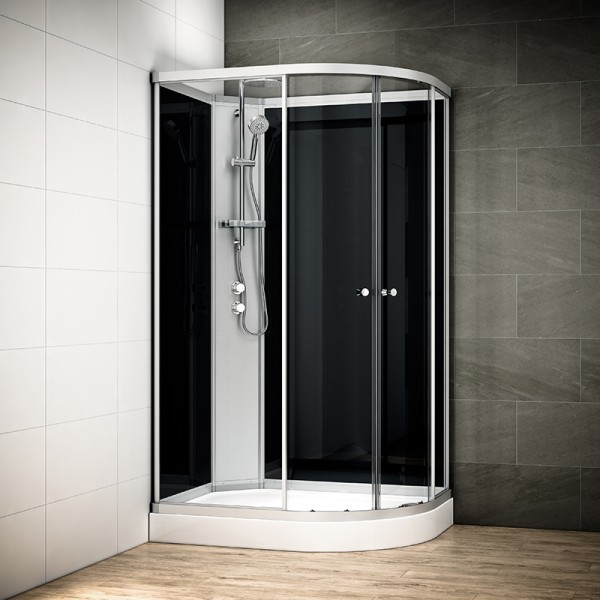 Cabine de douche d'angle 70 cm SILVER 70 Noir asymétrique