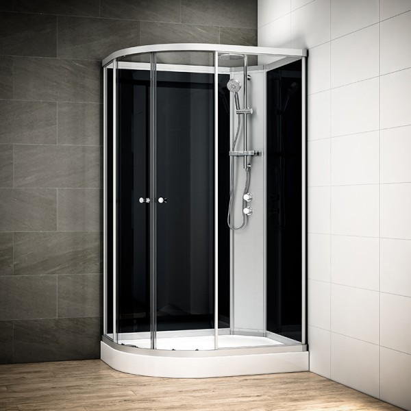 Cabine de douche d'angle 70 cm SILVER 70 Noir asymétrique