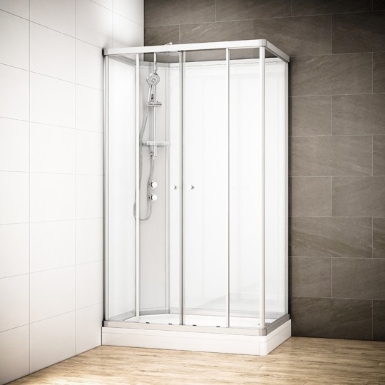 Cabine douche intégrale SILVER rectangulaire | Version gauche avec vitres blanches