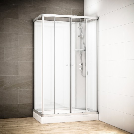 Cabine de douche 140 cm SILVER 140 Blanc rectangulaire
