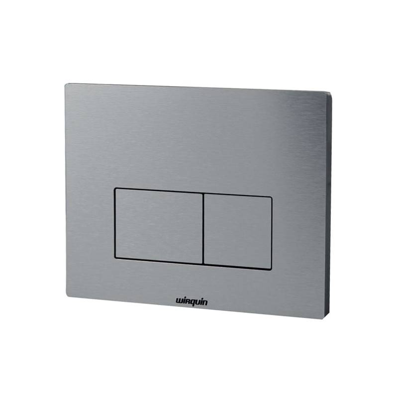 Plaque de commande double chasse DESIGN Alu Brossé pour bâti-support WIRQUIN