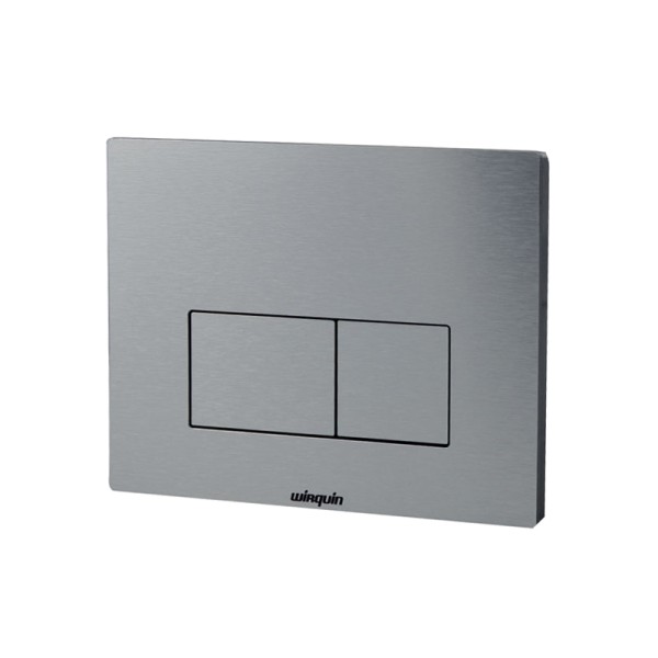 Plaque de commande double chasse DESIGN Alu Brossé pour bâti-support WIRQUIN