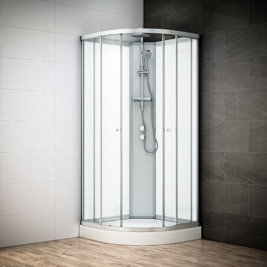 Cabine de douche 80 cm d'angle SILVER 80 Blanc quart de rond