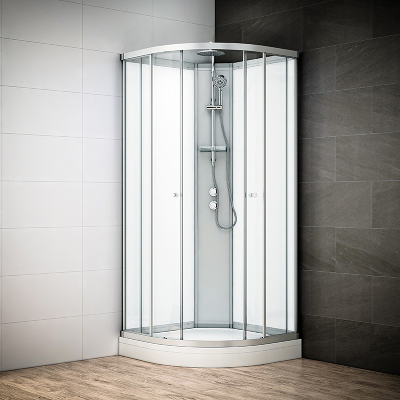 Cabine douche intégrale SILVER 1/4 de rond avec vitres blanches Cabine douche intégrale SILVER 1/4 de rond avec vitres blanches