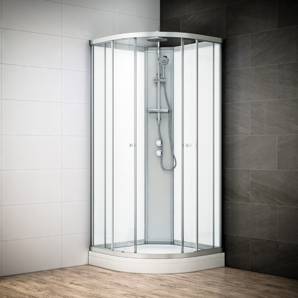 Cabine de douche 90 cm d'angle SILVER 90 Blanc quart de rond