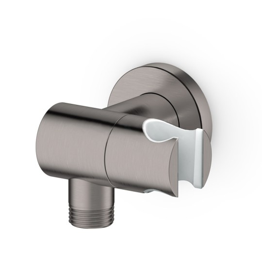 Coude et support douchette inox brossé