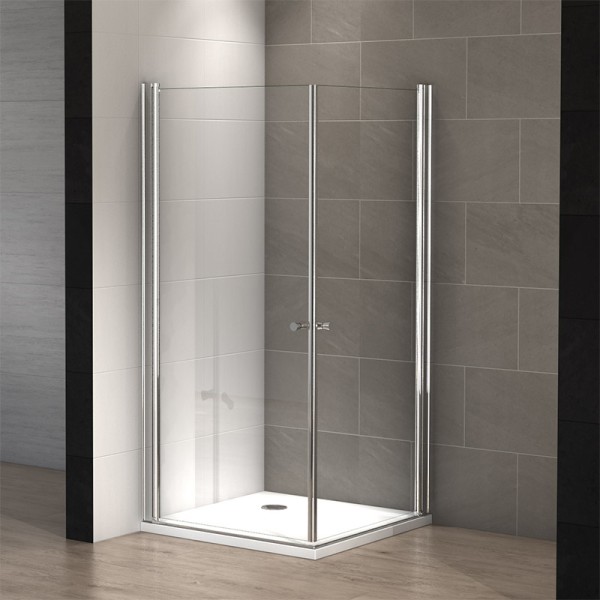 Paroi de douche d'angle 80 x 80 cm pivotante verre Nanotech