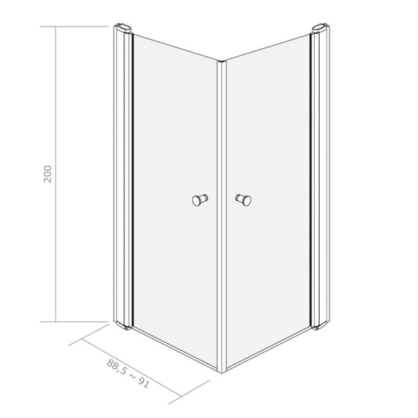 Paroi de douche d'angle 90 x 90 cm pivotante verre Nanotech