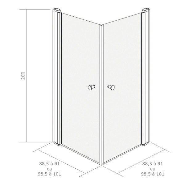 Paroi de douche d'angle 100 x 90 cm pivotante verre Nanotech