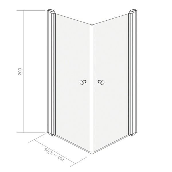 Paroi de douche d'angle 100 x 100 cm pivotante verre Nanotech