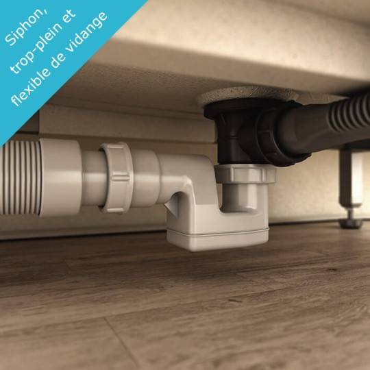 Siphon plat et flexible 40mm fournis pour un raccordement facile