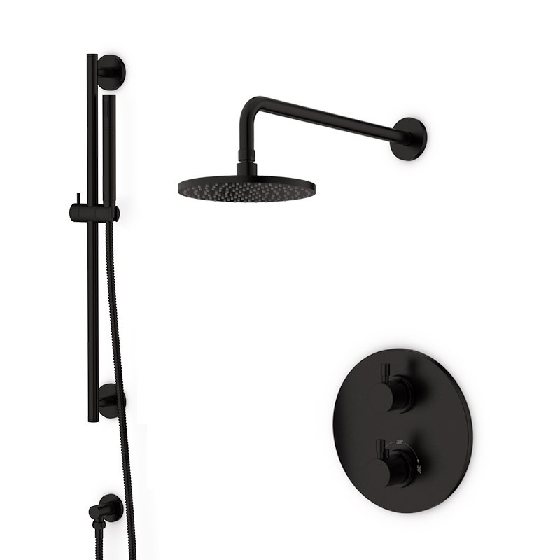Pack douche encastré thermostatique noir mat LOOP 7 Pack douche encastré thermostatique noir mat LOOP 7