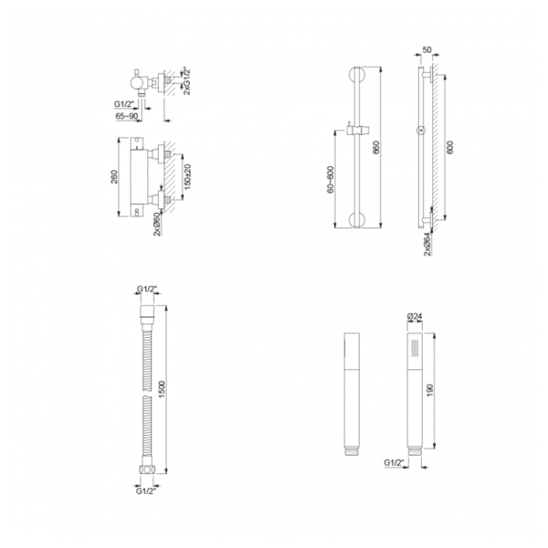 Pack douche thermostatique LOOP chromé