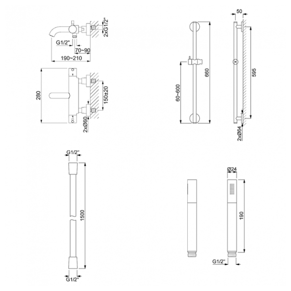 Pack bain/douche thermostatique LOOP