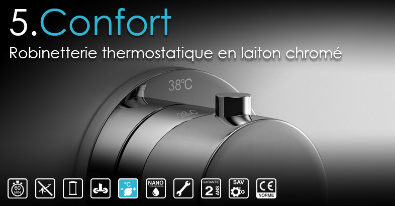 Robinetterie thermostatique en laiton chromé